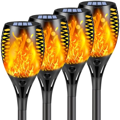 Brightown Solar Tiki Torch with Flickering Flame 4-Pack