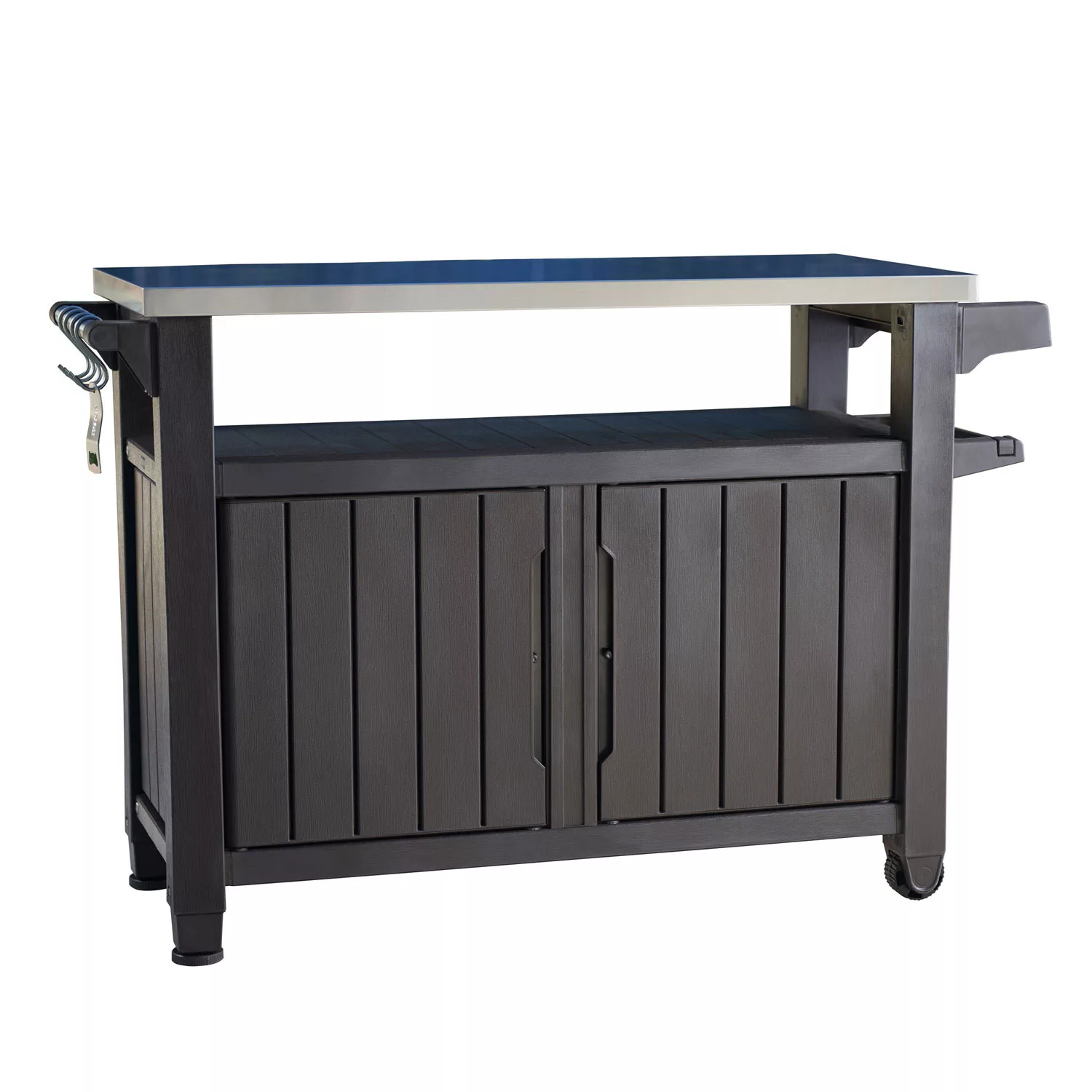 Keter Unity XL Portable Outdoor Bistro Table and Storage Cabinet
