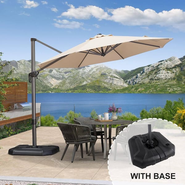 Purple Leaf 10 ft Cantilever Offset Patio Umbrella with Base