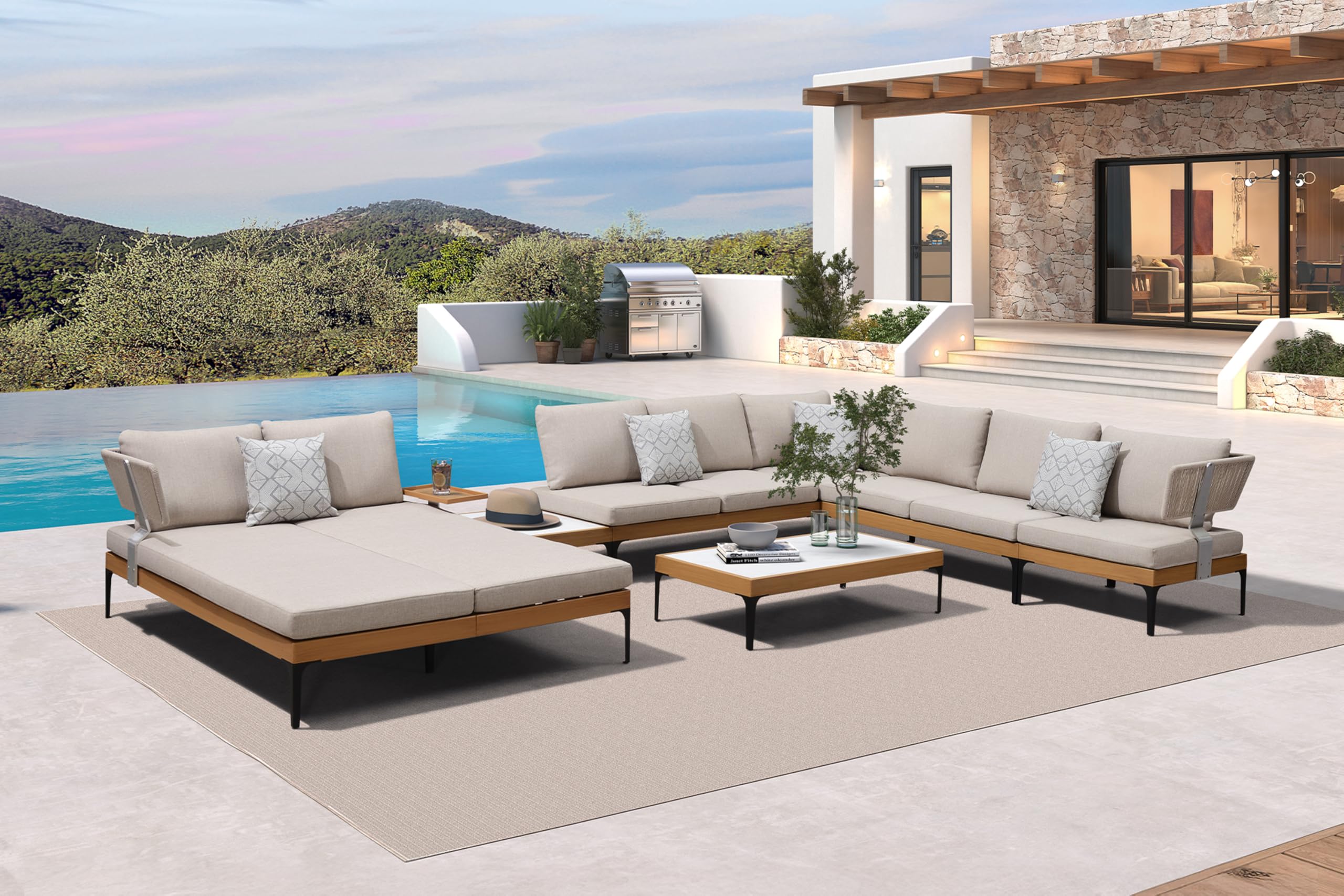 PURPLE LEAF 7-Piece Outdoor Sectional Patio Set with Ottoman