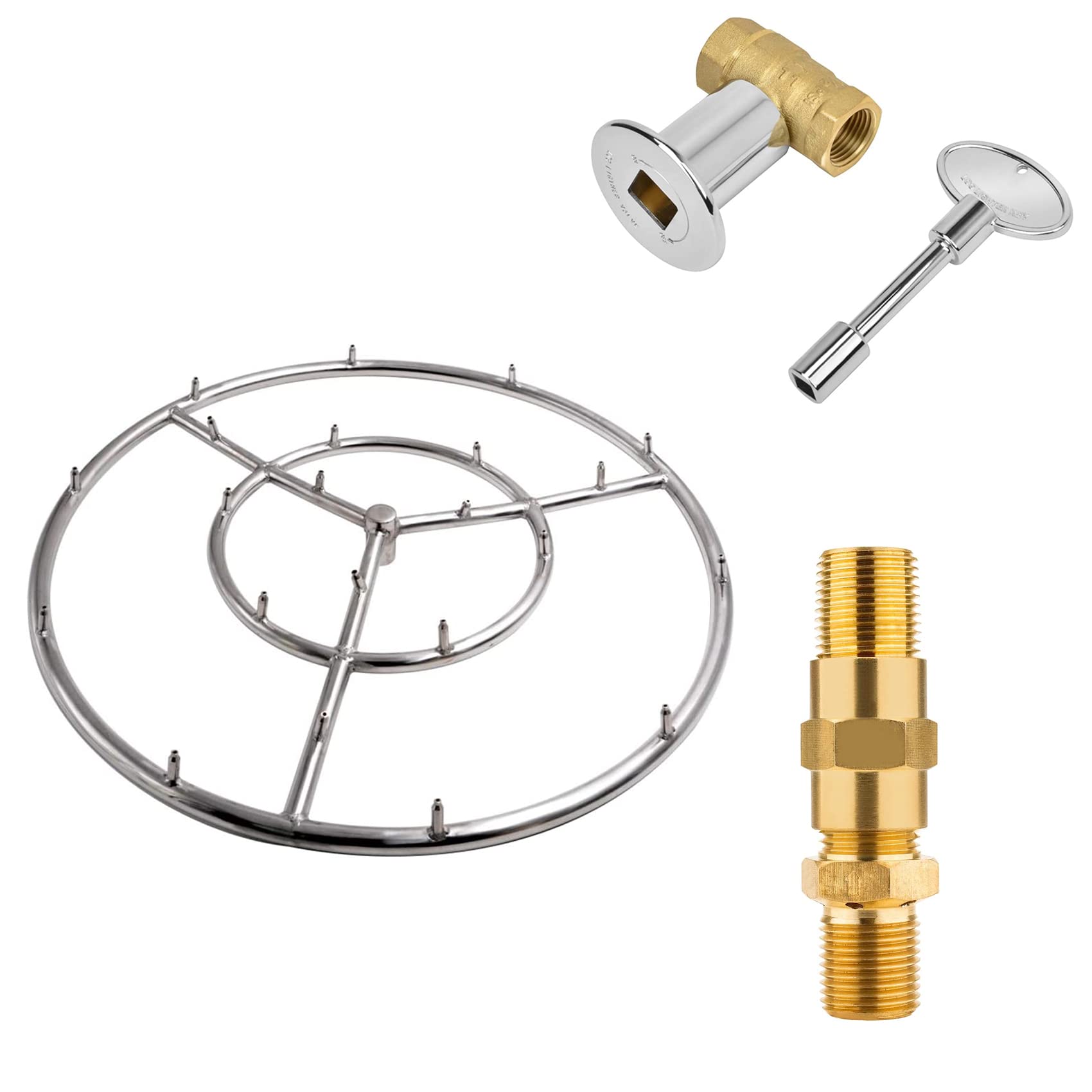 Skyflame 18-Inch Stainless Steel Fire Pit Burner Ring with Key Valve