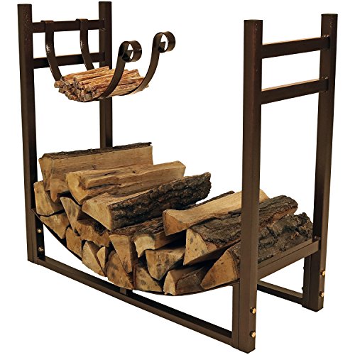 Sunnydaze 8-Foot Heavy-Duty Firewood Log Rack with Kindling Holder