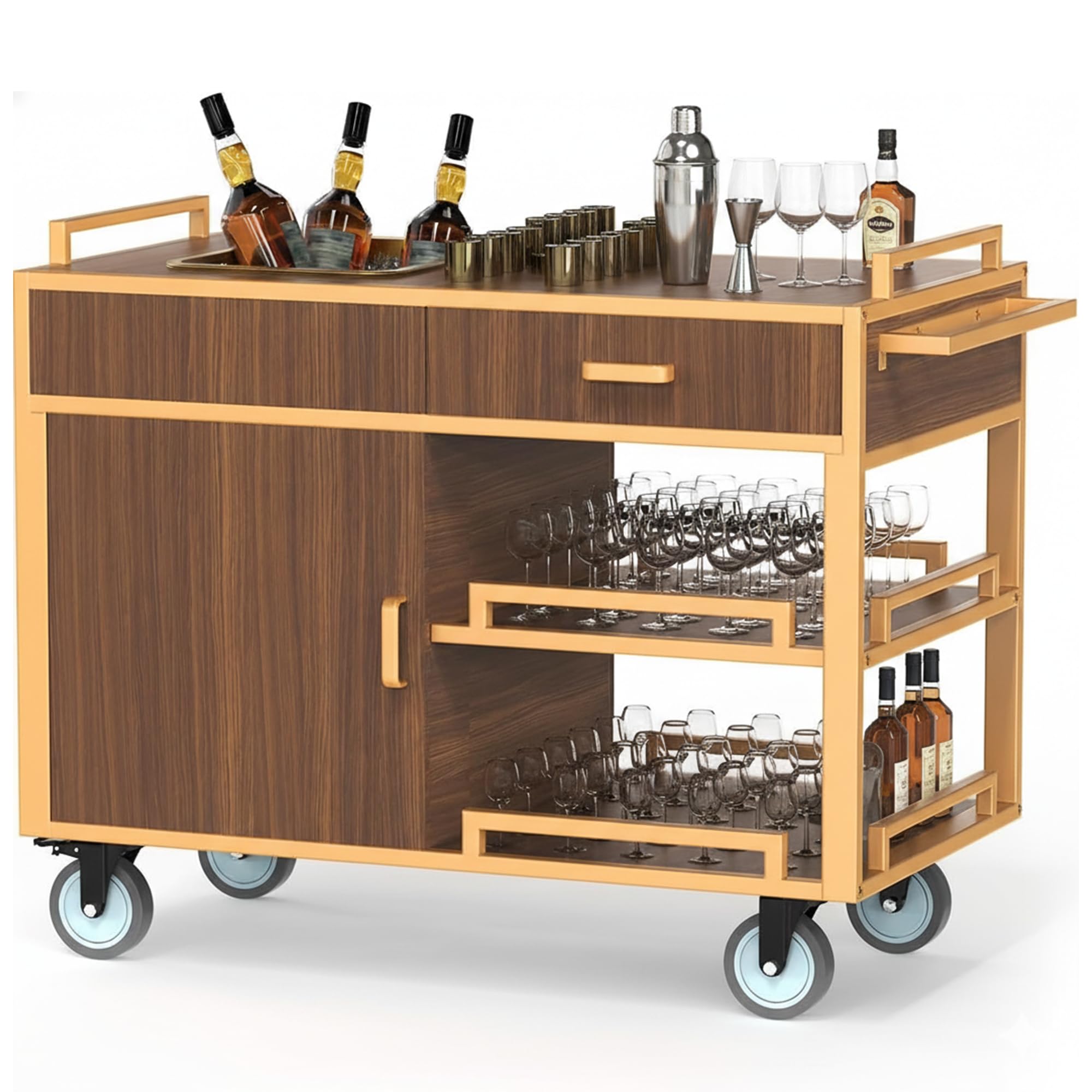 Sunnydaze Decor 3-Tier Rolling Outdoor Bar Cart with Baskets