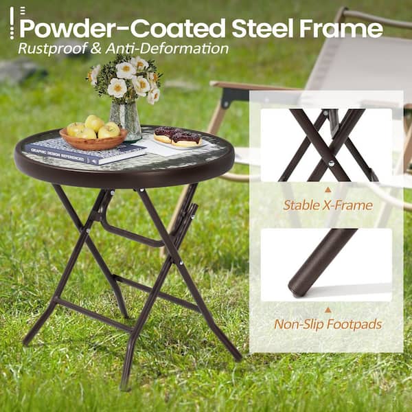 Sunnydaze Decor Steel Folding Tray Side Table
