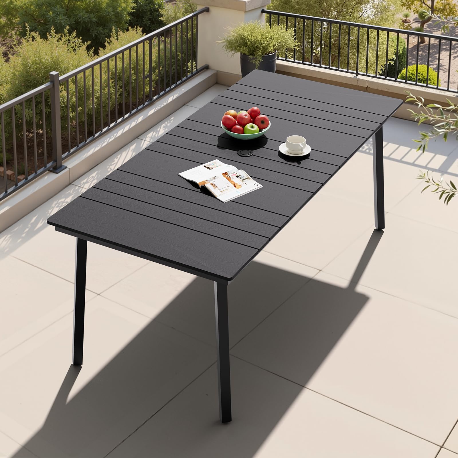 Tangkula 35.5-Inch Square Outdoor Dining Table with Acacia Top and Steel Frame