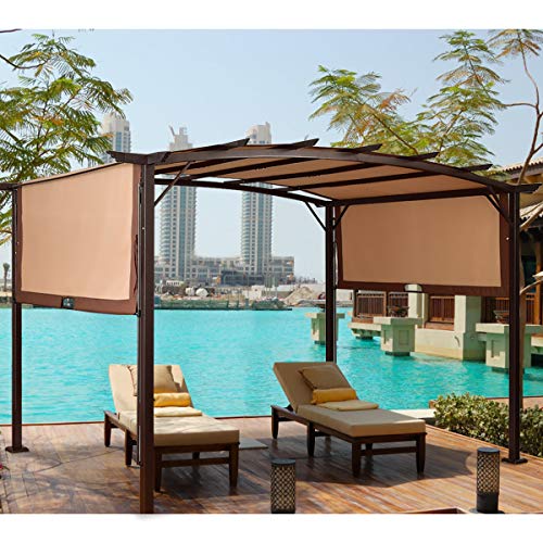 Tangkula Patio Daybed with Retractable Canopy and Steel Frame